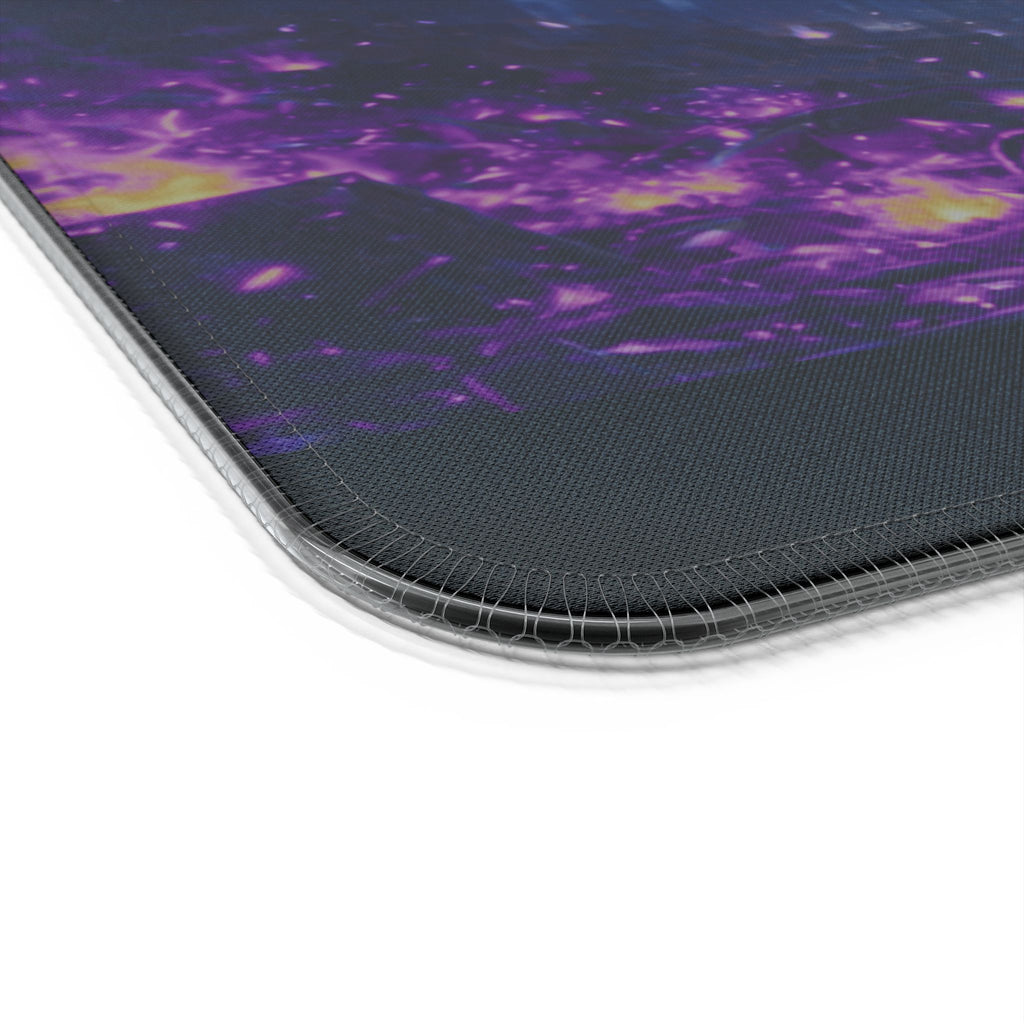 RGB Wireless Charging Gaming Mouse Pad – 35x16 Extended Desk Mat with Neon Storm Cyberpunk Artwork