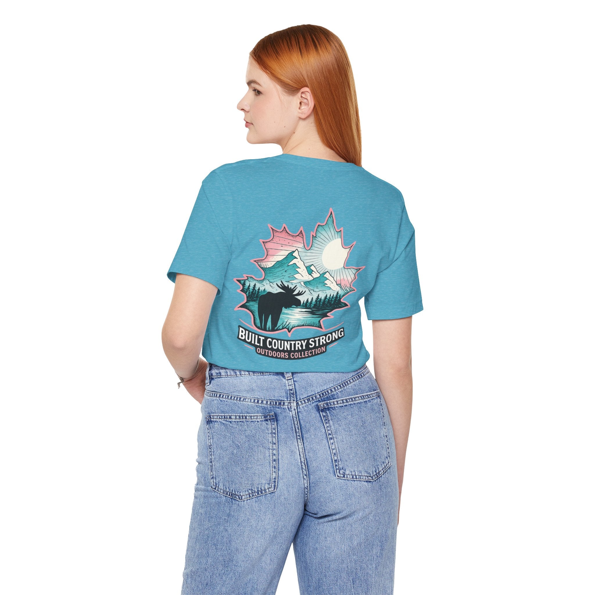 Built Country Strong Women’s Moose Mountain Shirt | BCS Outdoors Collection Tee | Nature & Hunting Inspired Graphic Shirt