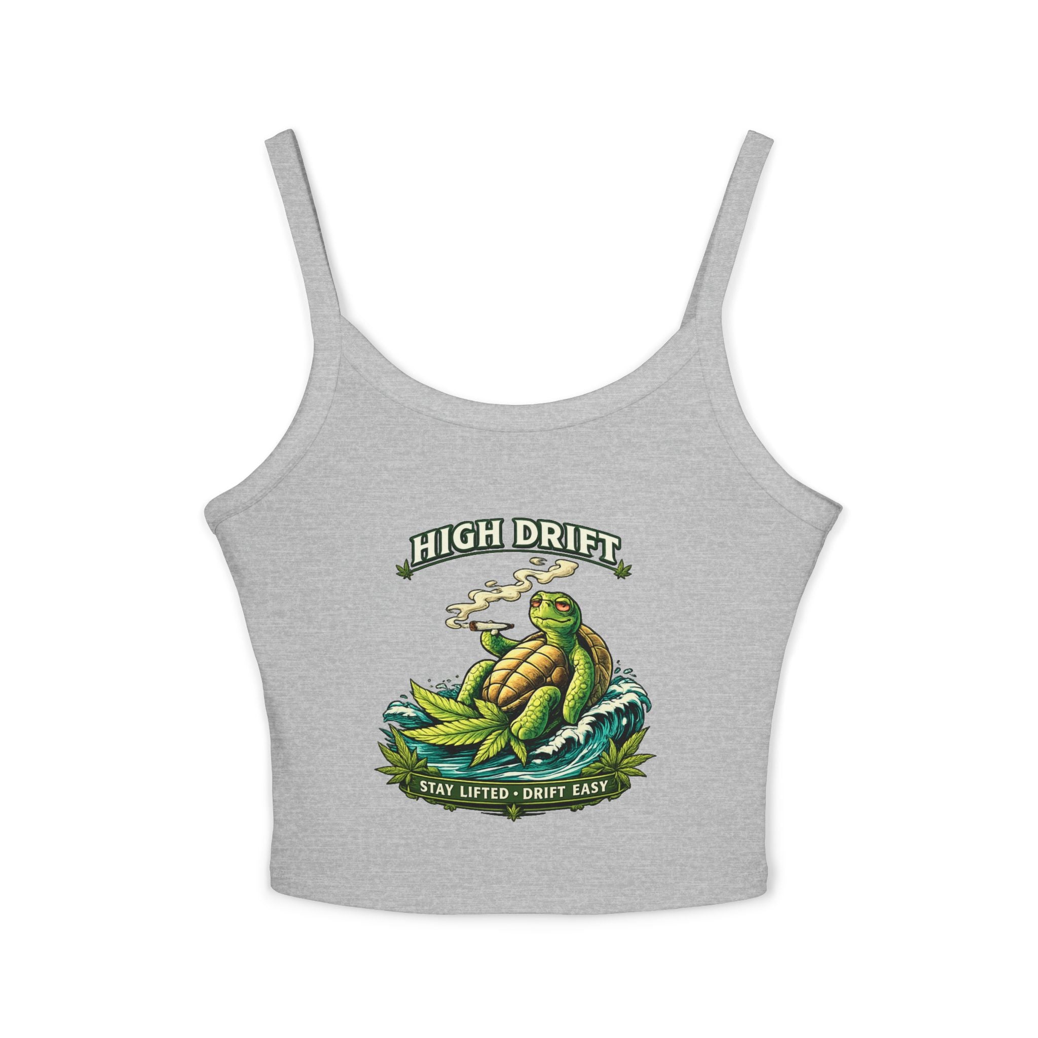 Tank Top — "High Drift" Turtle Graphic Crop Top (Stay Lifted, Drift Easy)