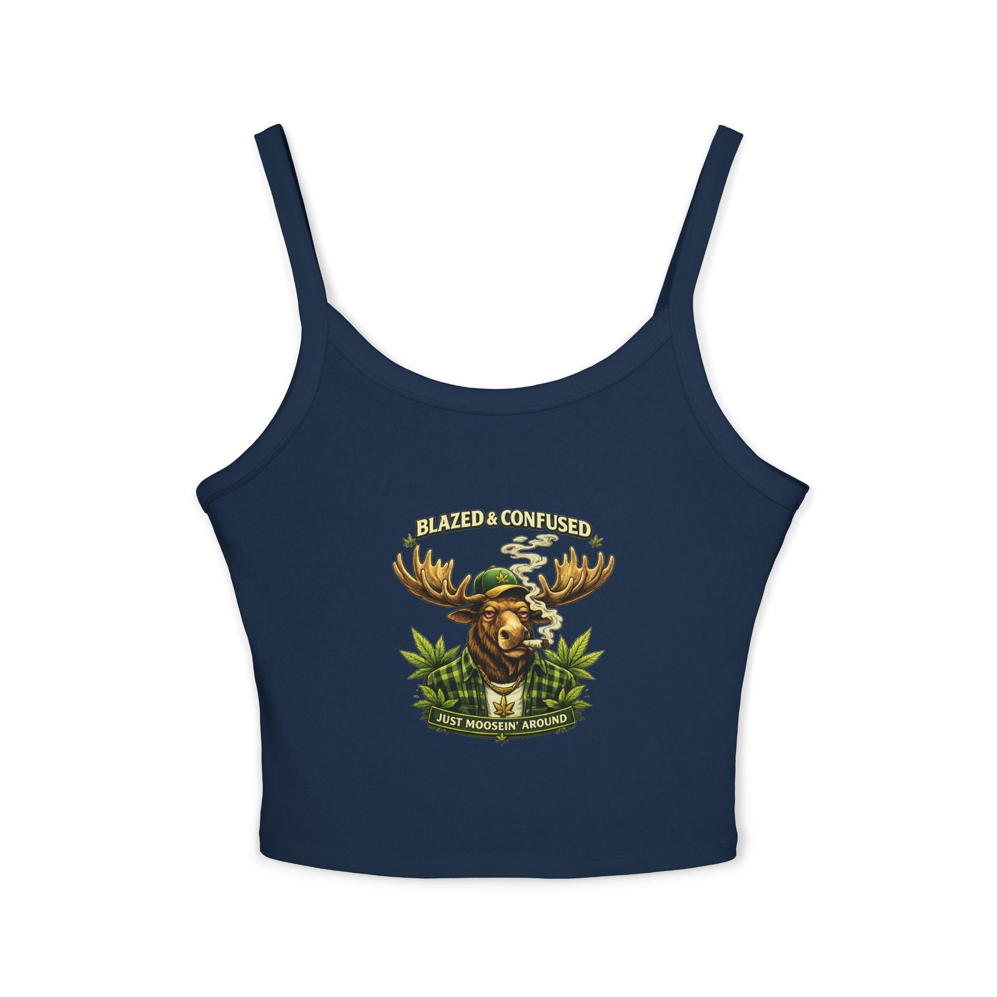 Moose Weed Tank Top — "Blazed & Confused" Graphic Crop Tank