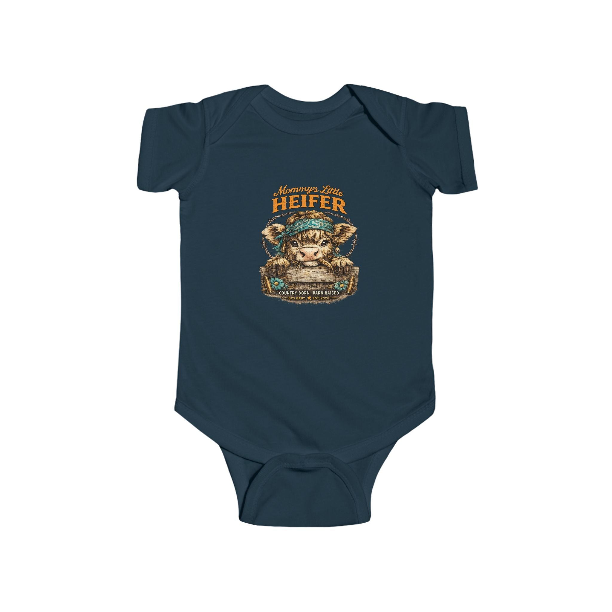 Momma’s Little Heifer Baby Bodysuit – Country Born Farm Girl Infant Outfit