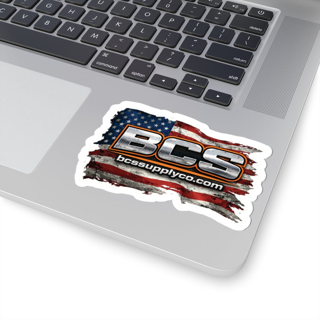 BCS American Flag Logo Kiss-Cut Sticker — Patriotic Laptop Decal