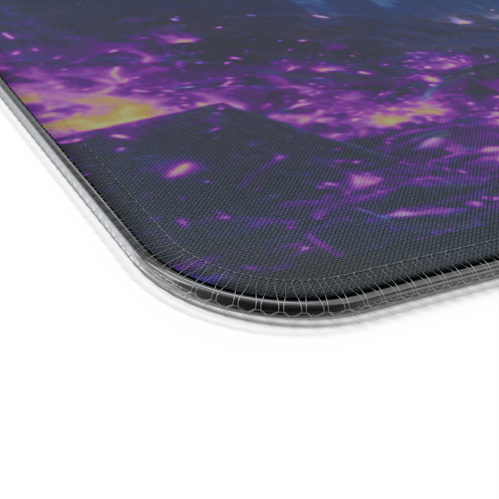 RGB Wireless Charging Gaming Mouse Pad – 35x16 Extended Desk Mat with Neon Storm Cyberpunk Artwork