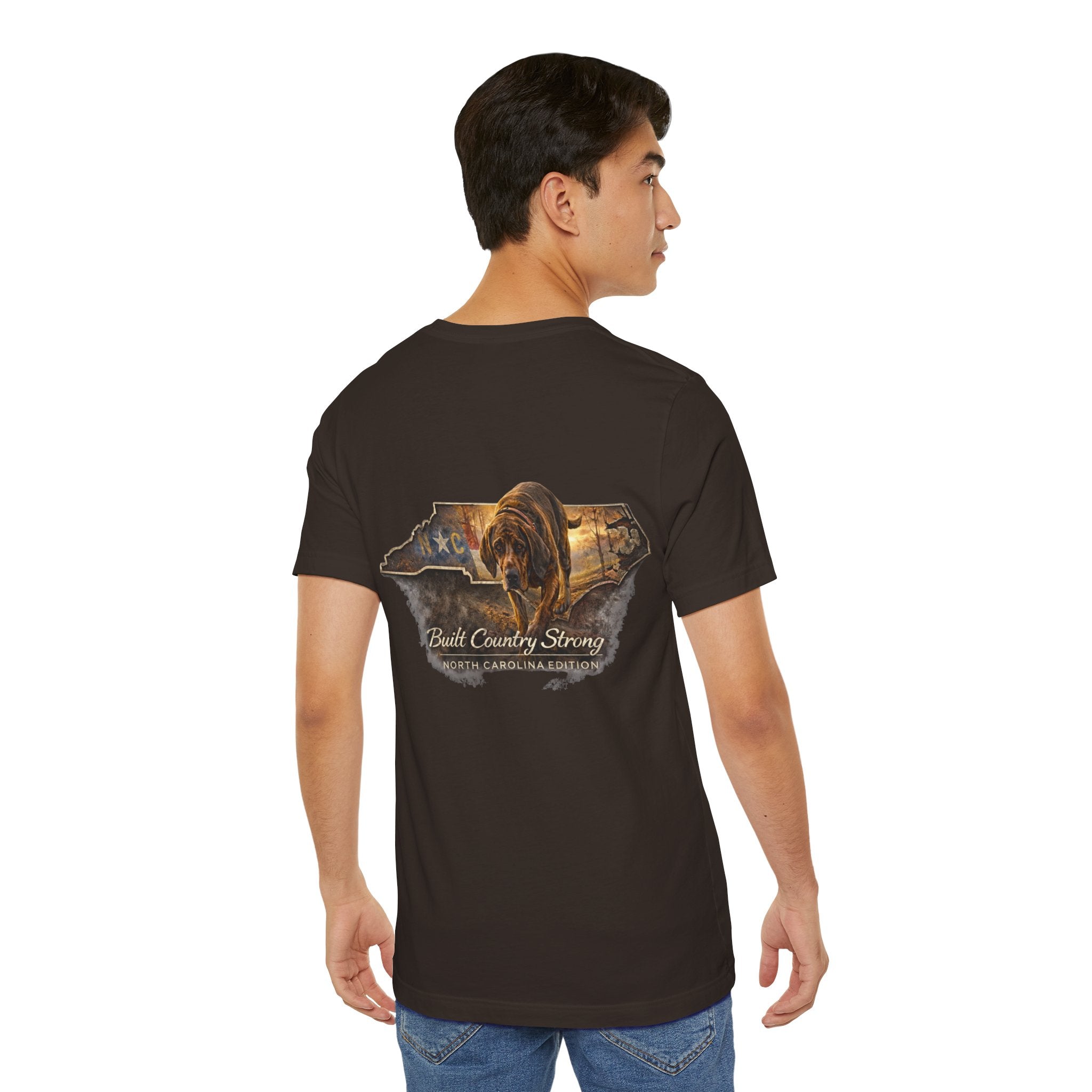 Built Country Strong – North Carolina Edition Bloodhound Shirt | BCS Supply Co Outdoor Hunting Tee