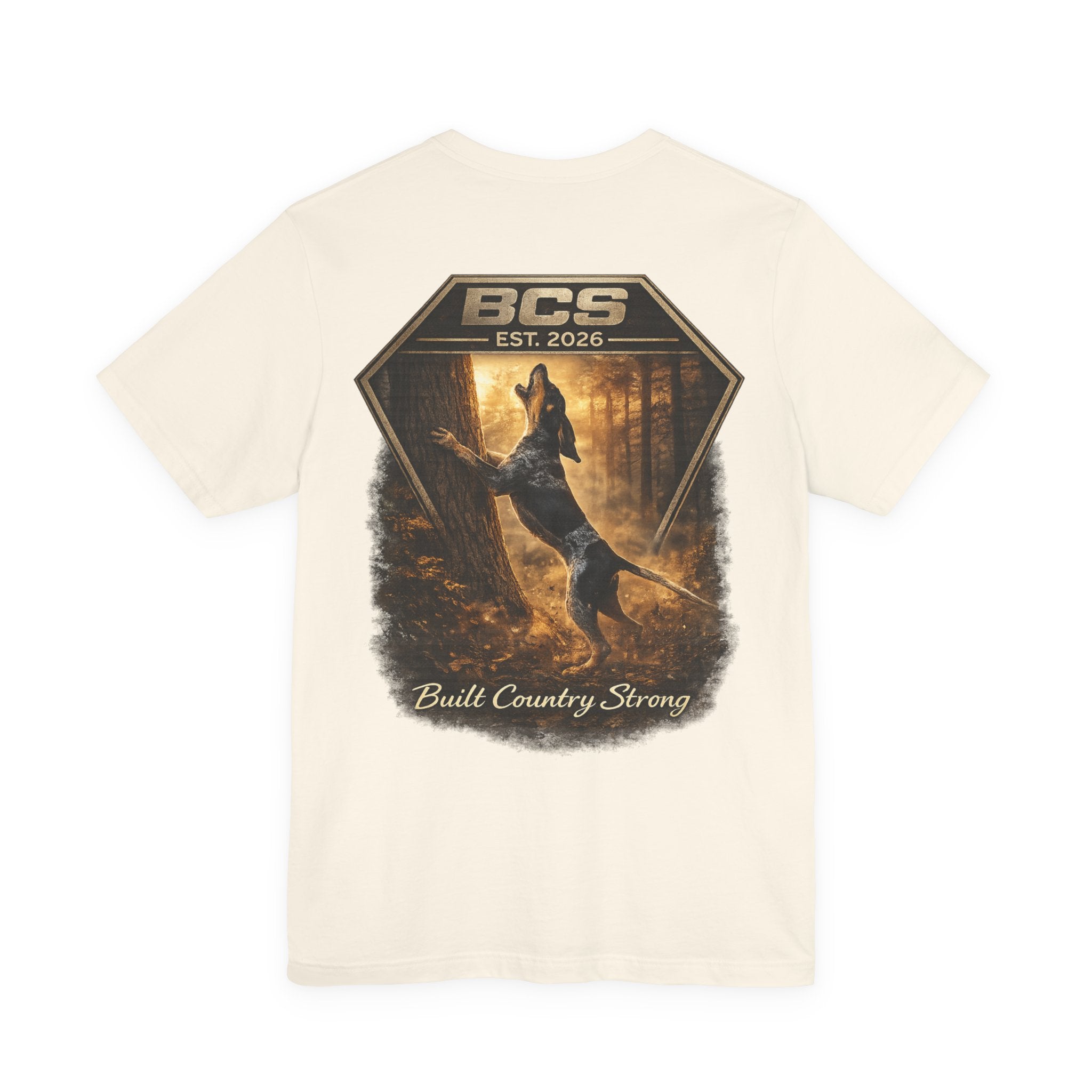 BCS Work Hound – Blue Tick “Treed” Edition | Built Country Strong Hunting Dog Shirt