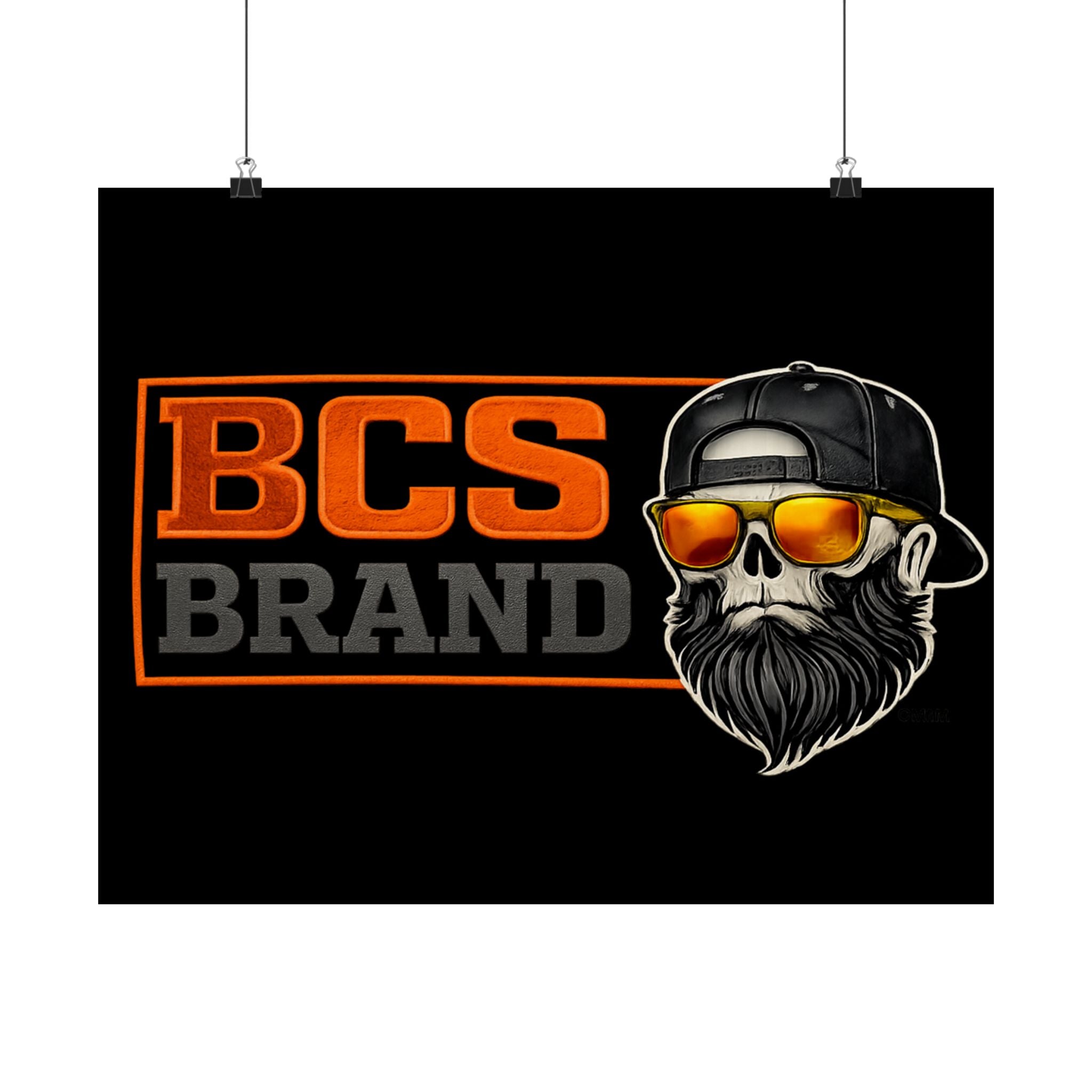 BCS Brand Beard Skull Poster — Matte Horizontal Graphic Print