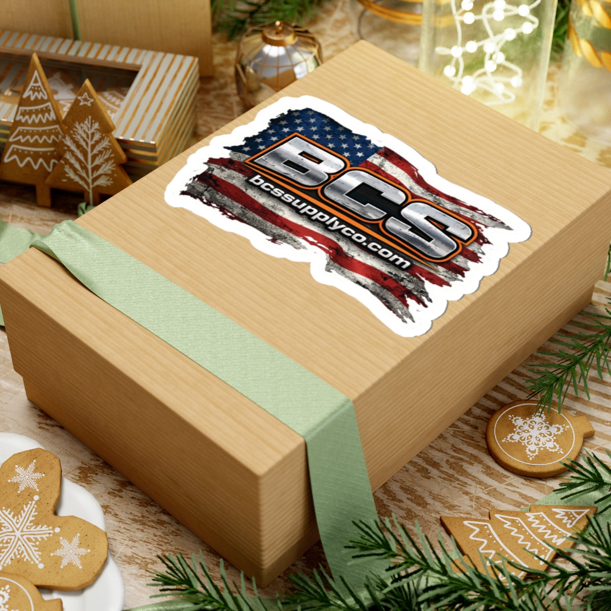 BCS American Flag Logo Kiss-Cut Sticker — Patriotic Laptop Decal