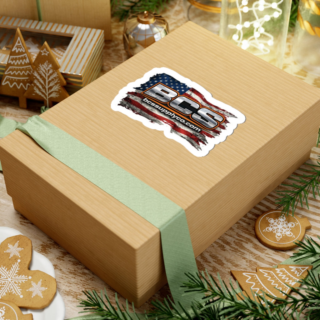 BCS American Flag Logo Kiss-Cut Sticker — Patriotic Laptop Decal