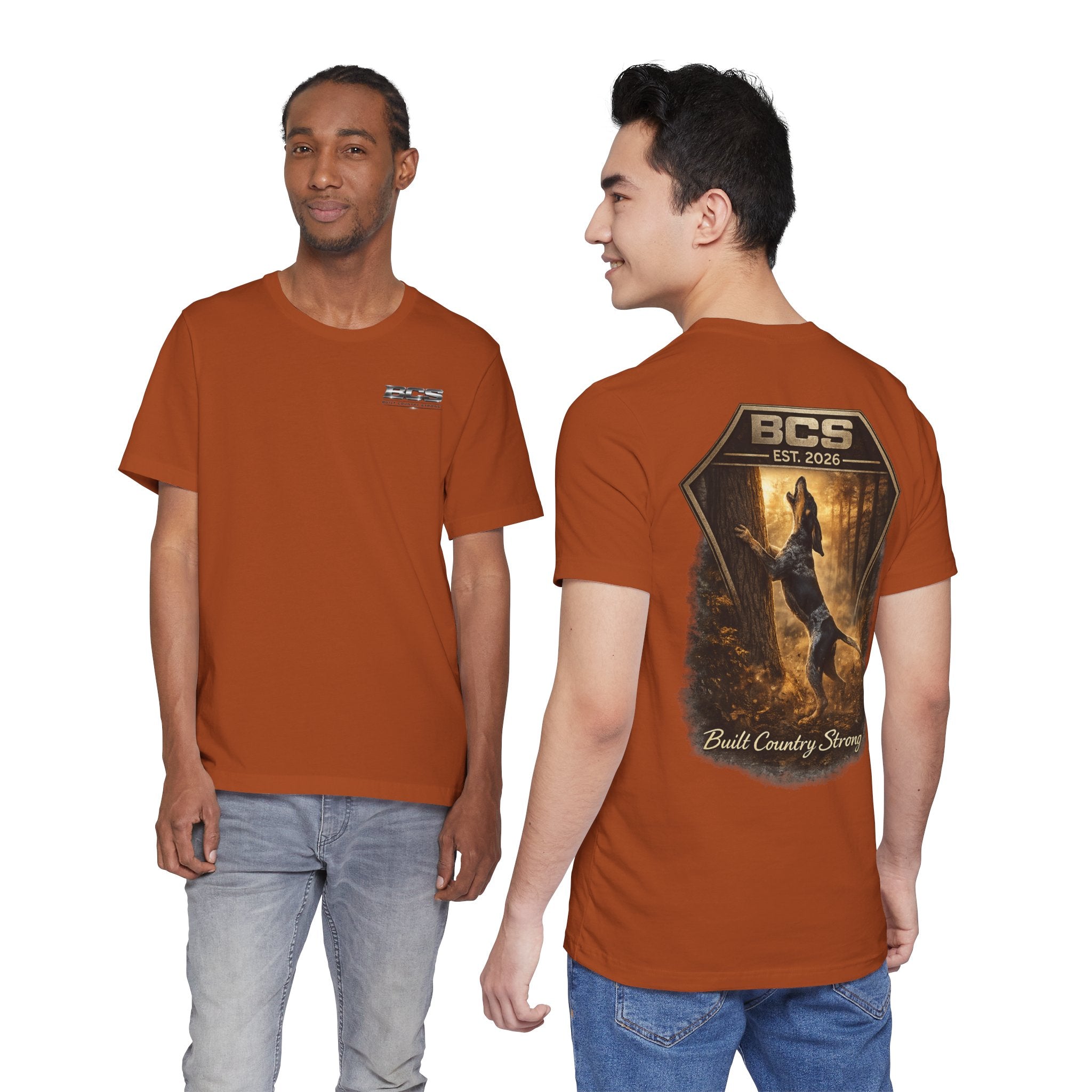 BCS Work Hound – Blue Tick “Treed” Edition | Built Country Strong Hunting Dog Shirt