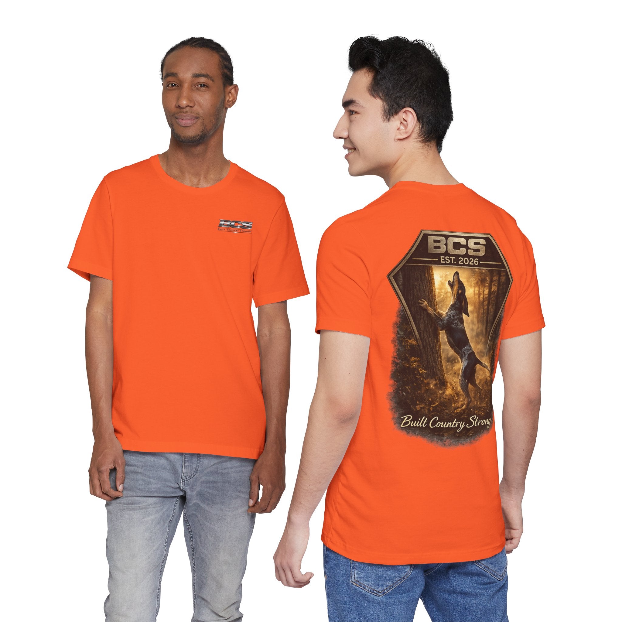 BCS Work Hound – Blue Tick “Treed” Edition | Built Country Strong Hunting Dog Shirt