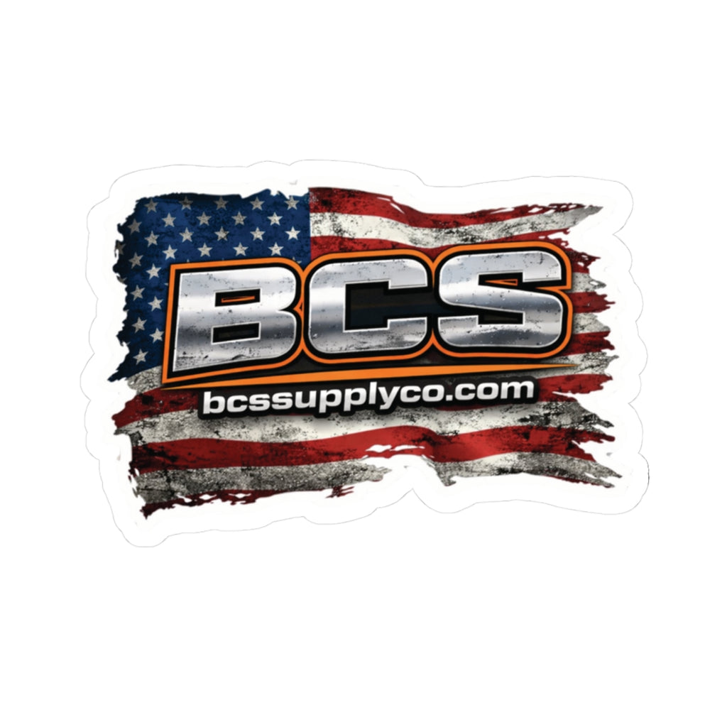 BCS American Flag Logo Kiss-Cut Sticker — Patriotic Laptop Decal