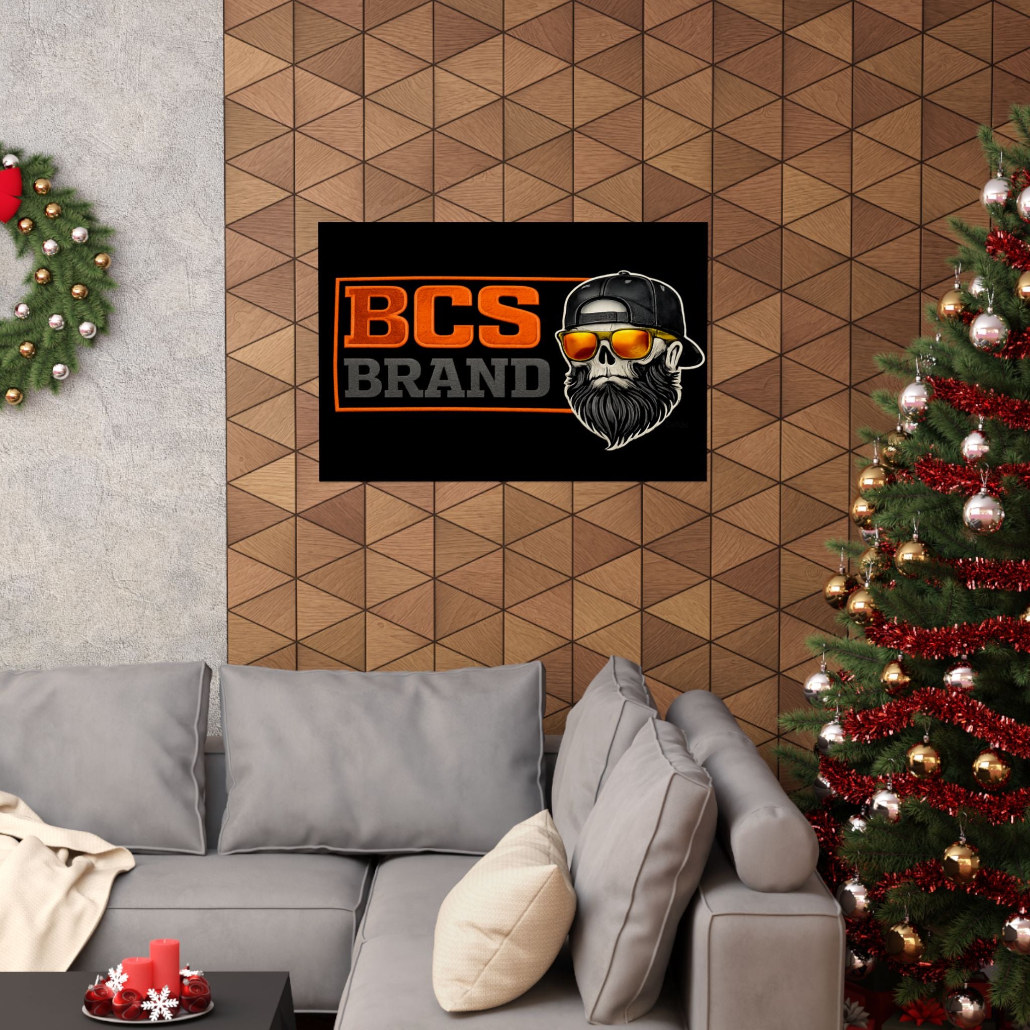 BCS Brand Beard Skull Poster — Matte Horizontal Graphic Print