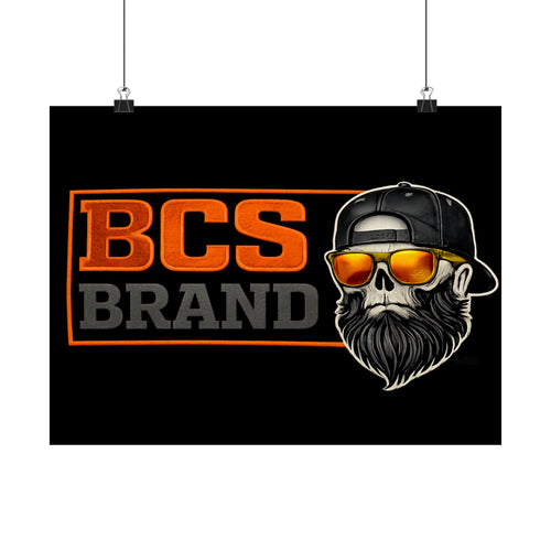 BCS Brand Beard Skull Poster — Matte Horizontal Graphic Print