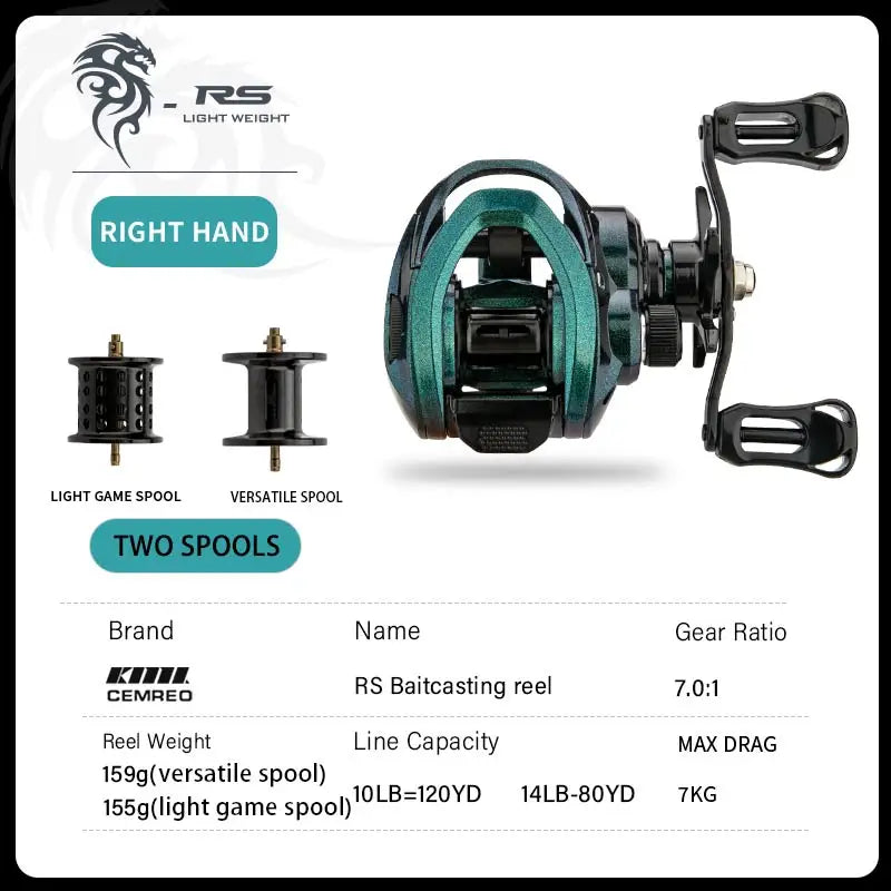 High-Speed 7.0:1 Baitcasting Fishing Reel – Magnetic Brake Bass Reel